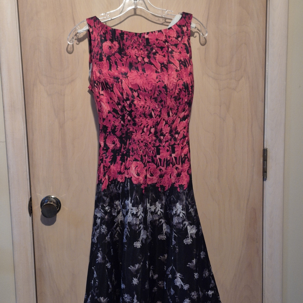 Danny & Nicole Deep Red and Black Midi Dress